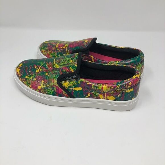 LaForst Sz 7 Leather Painted Rainbow Slip-On Streetwear Casual Sneakers - Picture 2 of 9